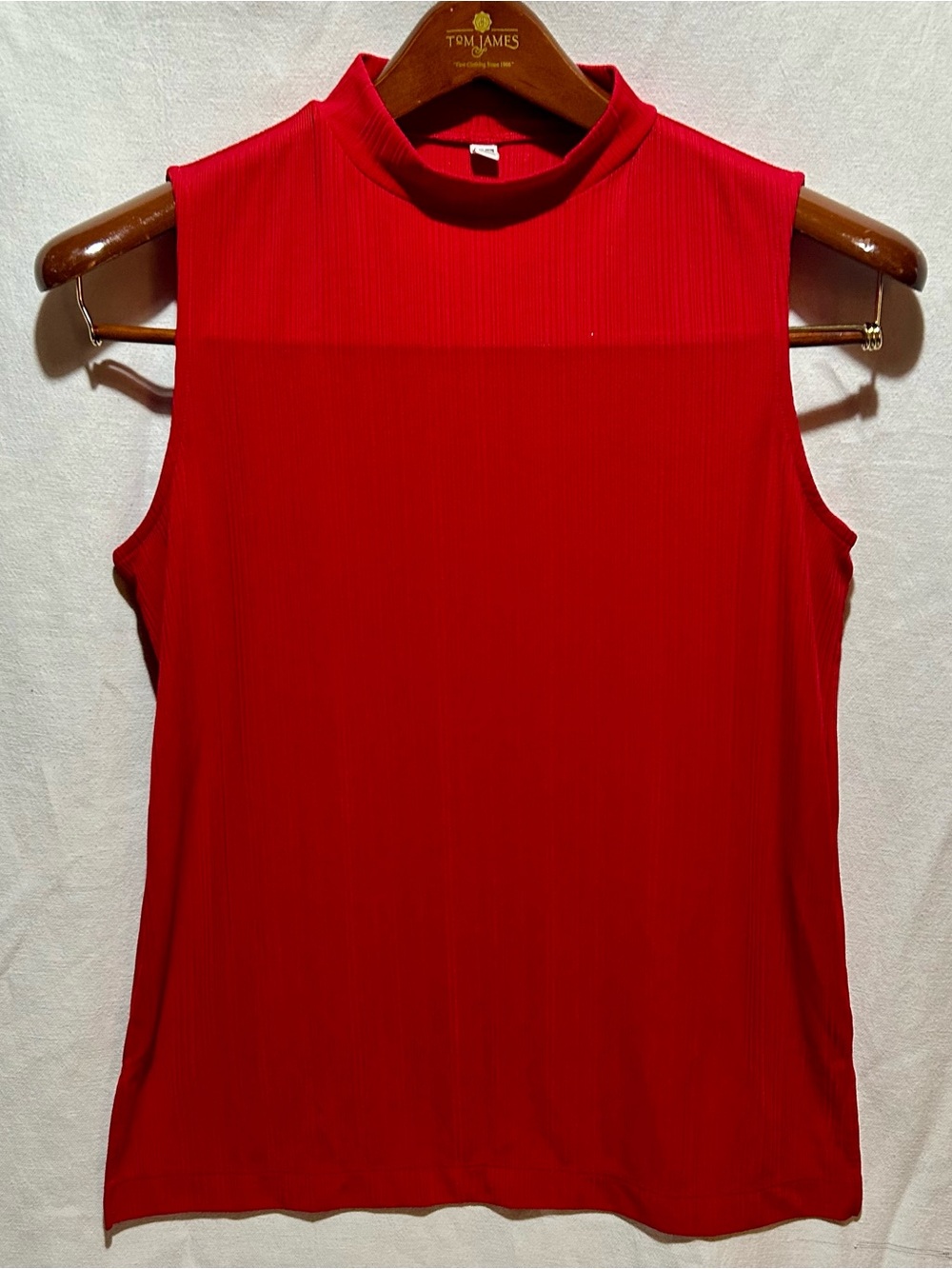 Uniqlo Red Ribbed High-Neck Tank Womens XL Mock Turtleneck Capsule Classic